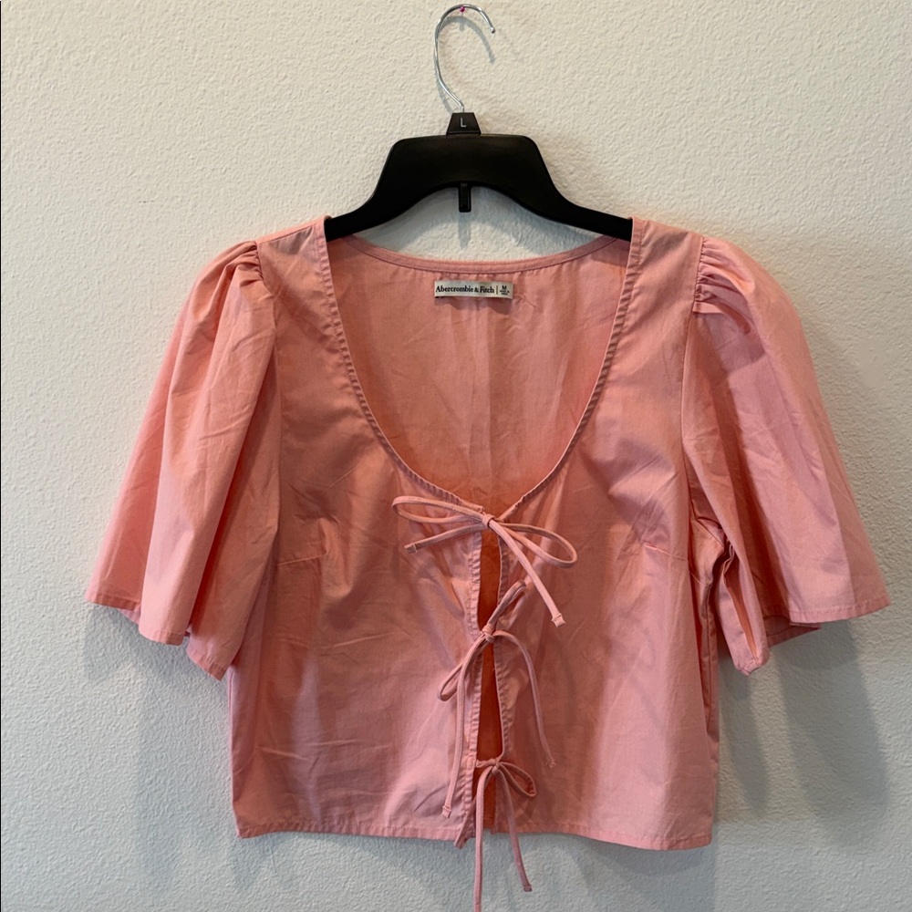 Abercrombie & Fitch Pink Tie-Front Blouse